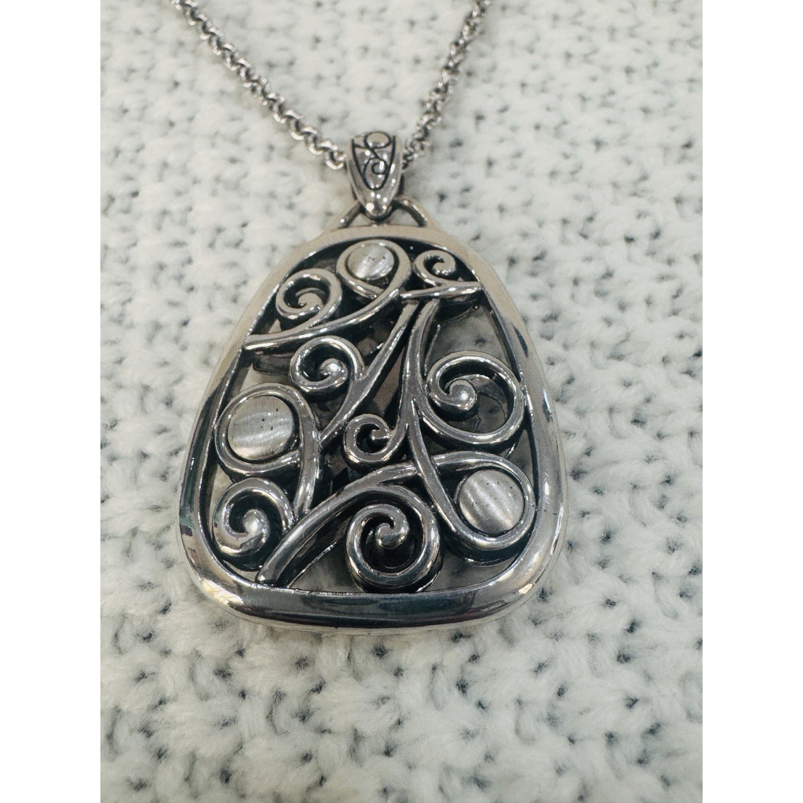 Brighton Reversible Scroll Pendant Necklace Silver Gold Tone 18